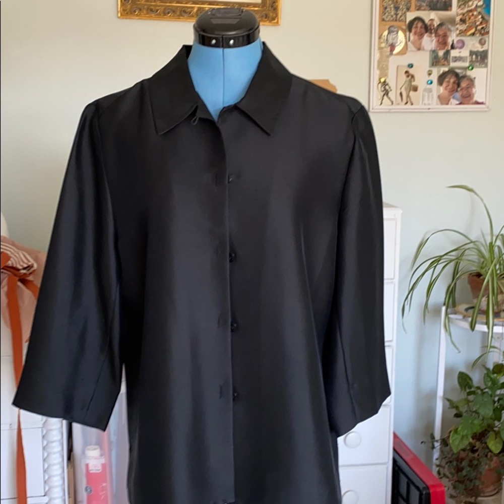 Black 100% silk blouse